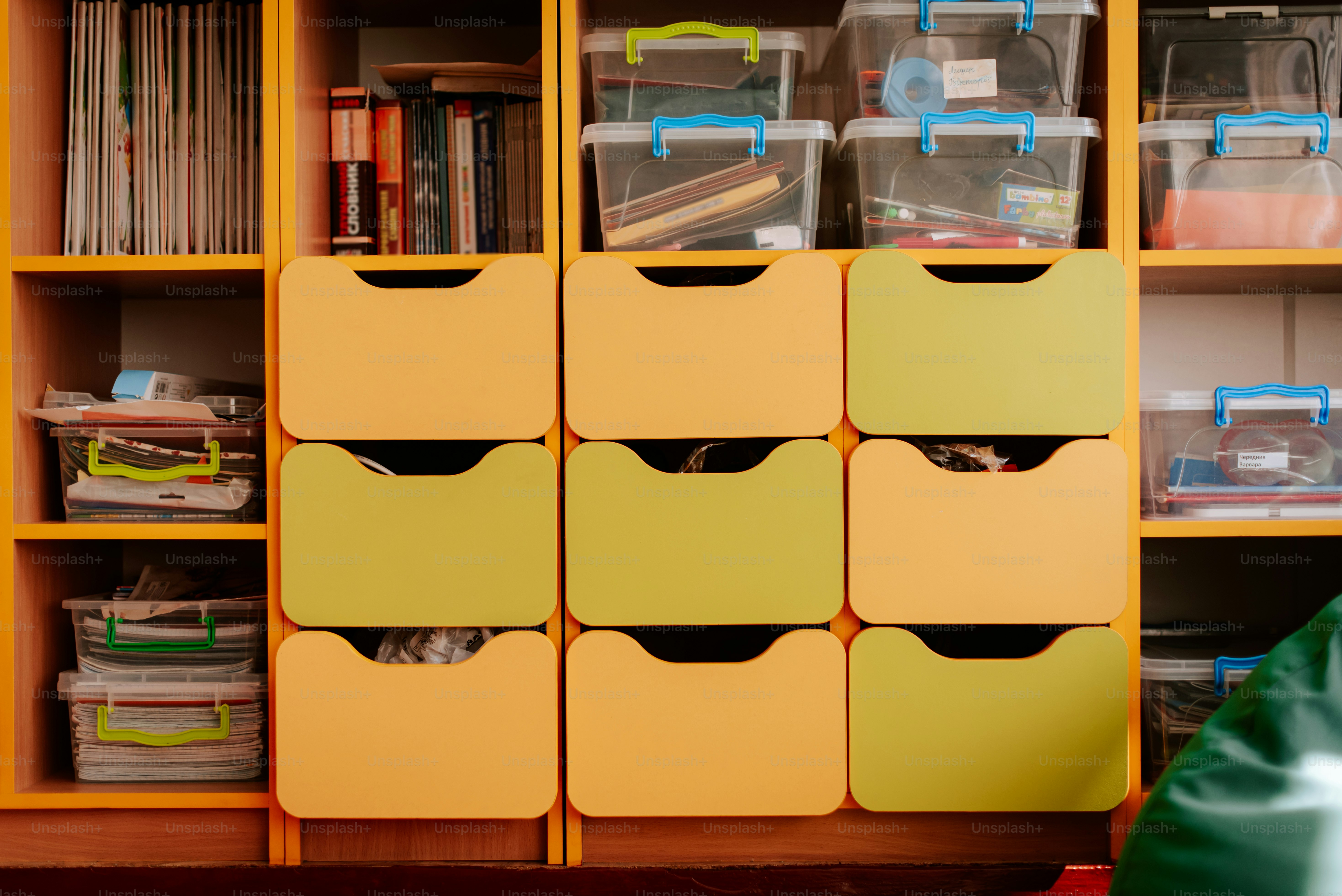 A room filled with lots of boxes and bins